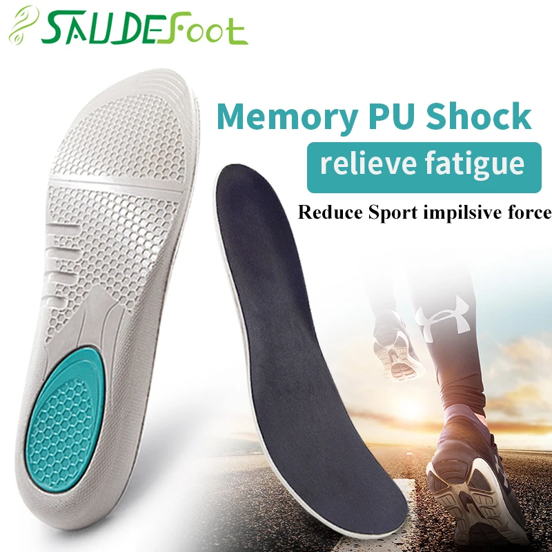 

Saudefoot PU Sport Insoles Sweat Absorption Pads Pain Relieve Material Flat Feet Running Sport Shoe Foot Care Men Women