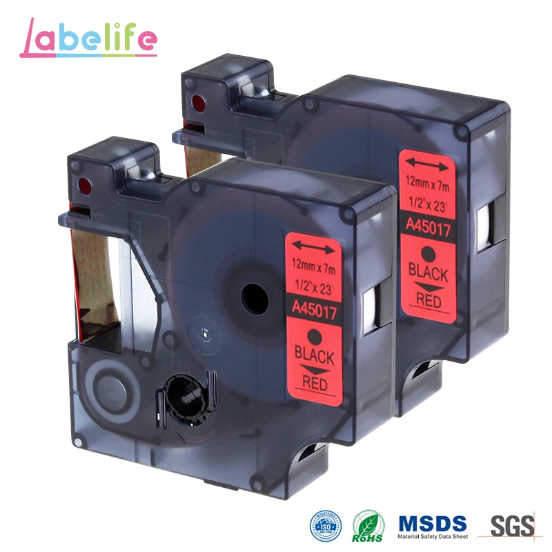 Labelife 2 упаковки 45017 совместимый с DYMO D1 S0720570 этикеточная лента (черная печать на