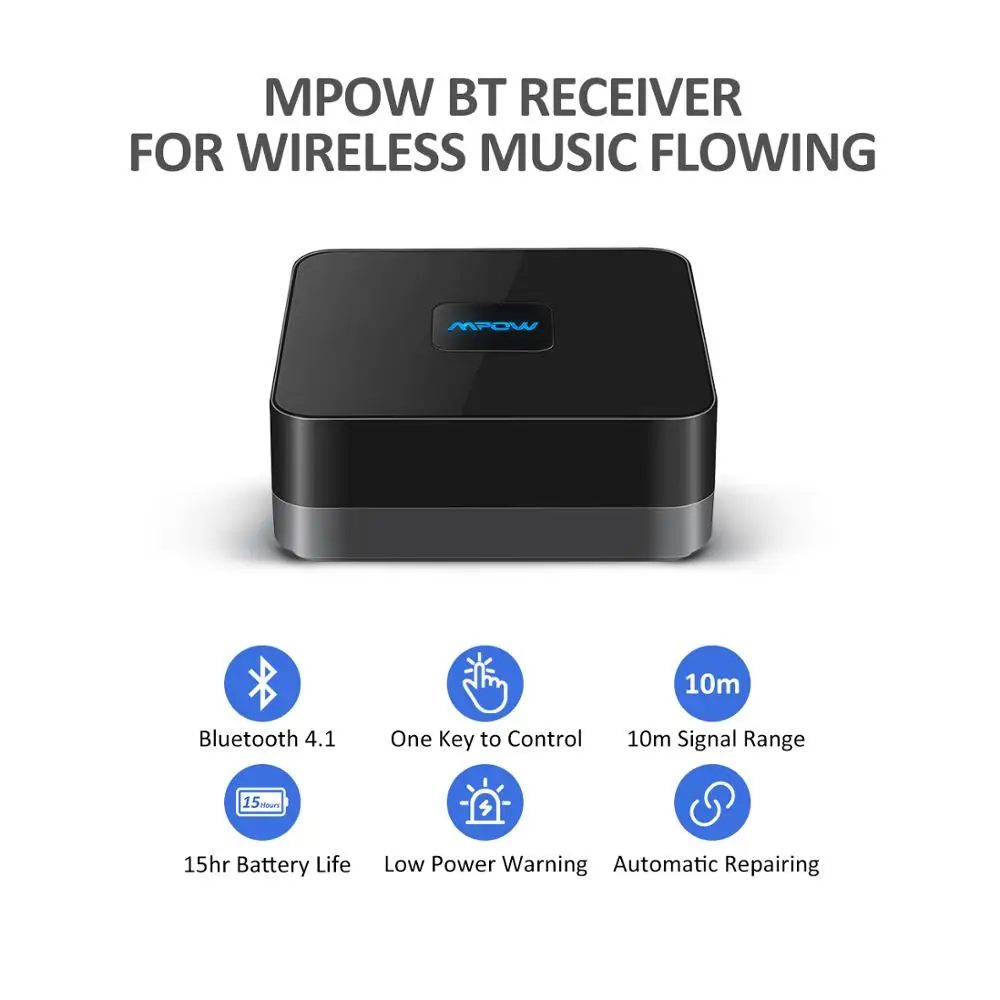 Mpow Bluetooth 4 1 приемник беспроводной аудио адаптер с высокой точностью стерео звук и
