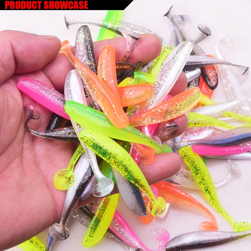 10 قطعة/الوحدة المتذبذب الصيد إغراء 75 ملليمتر 2.2 جرام سهلة شاينر الرقصة Swimbait الاصطناعي مزدوجة اللون سيليكون لينة الطعم الكارب باس السحر