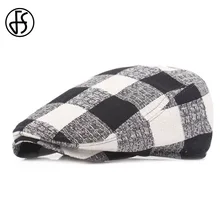 FS классические клетчатые береты, шапка s для мужчин и женщин,, повседневные хлопковые береты унисекс для улицы, шапки, Кепка на плоской подошве, Стильная летняя кепка Englad