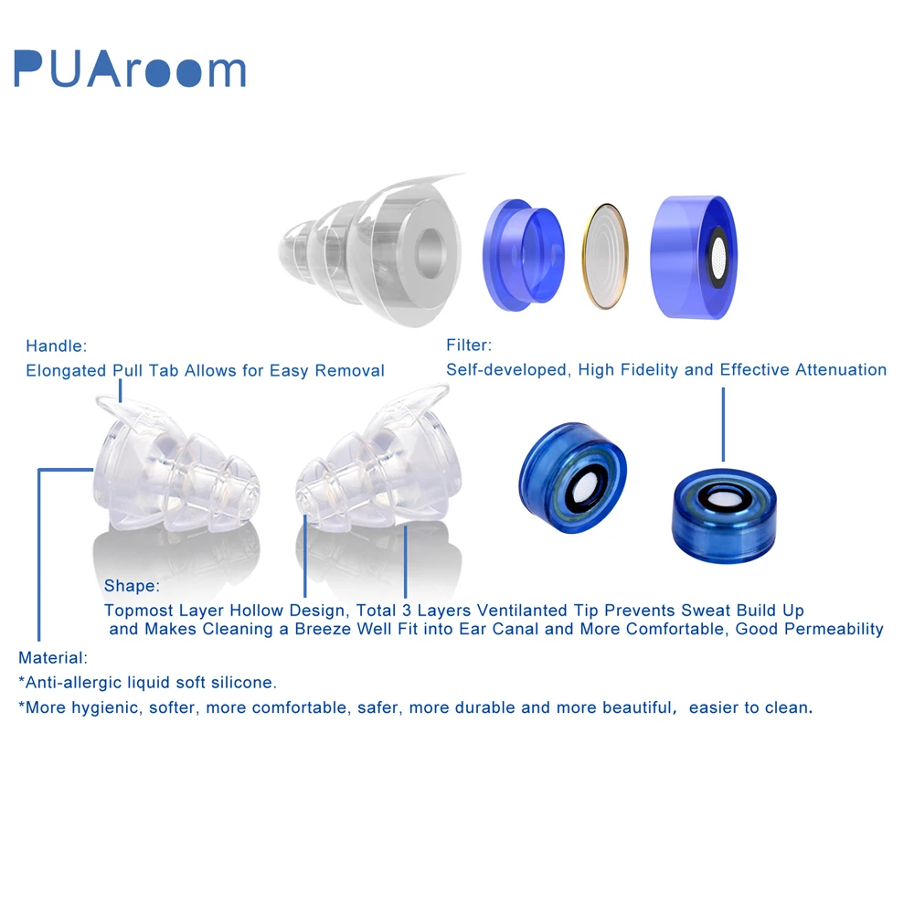 High Fidelity Musician Earplugs Silicone Noise Reduction Ear Protection with Carrying Case For Concert Travel Other Noise Scenes High Fidelity Musician Earplugs Silicone Noise Reduction Ear Protection with Carrying Case For Concert Travel Other Noise Scenes