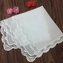 Набор из 12 женские Модные платок Белый хлопок Свадебные Платки вышивкой кружевной кант платки носовой платок для свадебные подарки
