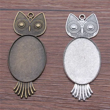 

2pcs/lot 30x40mm Inner Size Oval Owl Style Cabochon Base Setting Antique Bronze Antique Silver Color Jewelry Findings DIY