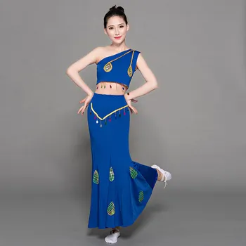 

Adult Female Slim Dance Clothing Stes Women's Trumpet Mermaid Skirt+Shirts Female Dance Performance Costumes Summer Beach Skirts