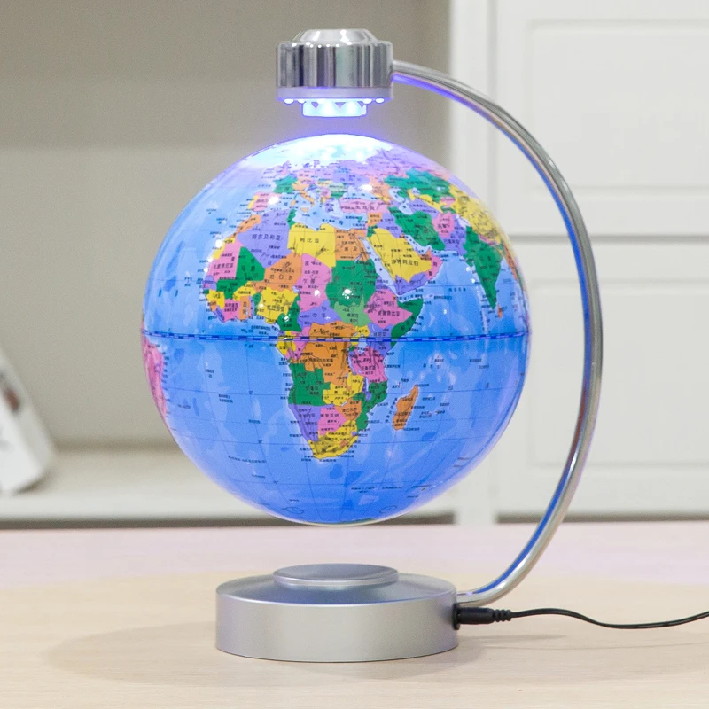 Магнитная левитация Плавающий глобус анти Гравитация карта мира Suspending Глобус со светом украшения для дома и офиса подарки - Цвет: Синий