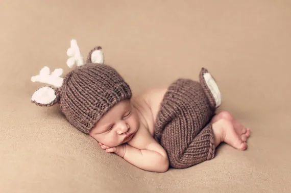Ручной работы для новорожденных серый эльфа Эльф Hat& брюки крючком комплект из 2 предметов для новорожденных Вязание реквизит для фотосессии Размер: 0-1 м, 3-4 м - Цвет: as photo