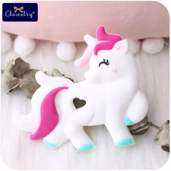 

1PCS Unicorn Silicone Baby Teether BPA Free Rodent Newborn Teething Necklace Pendant Accessory DIY Pacifier Appease Chain Toys