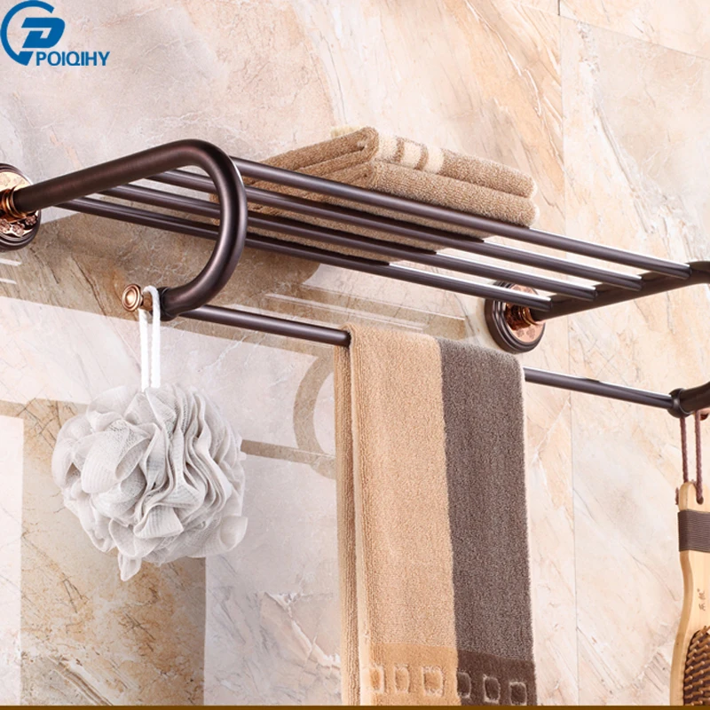 

POIQIHY Rose golden towel rack with ceramic towel rod rack shelf towel rack fashion bathroom accessories luxury bath towel