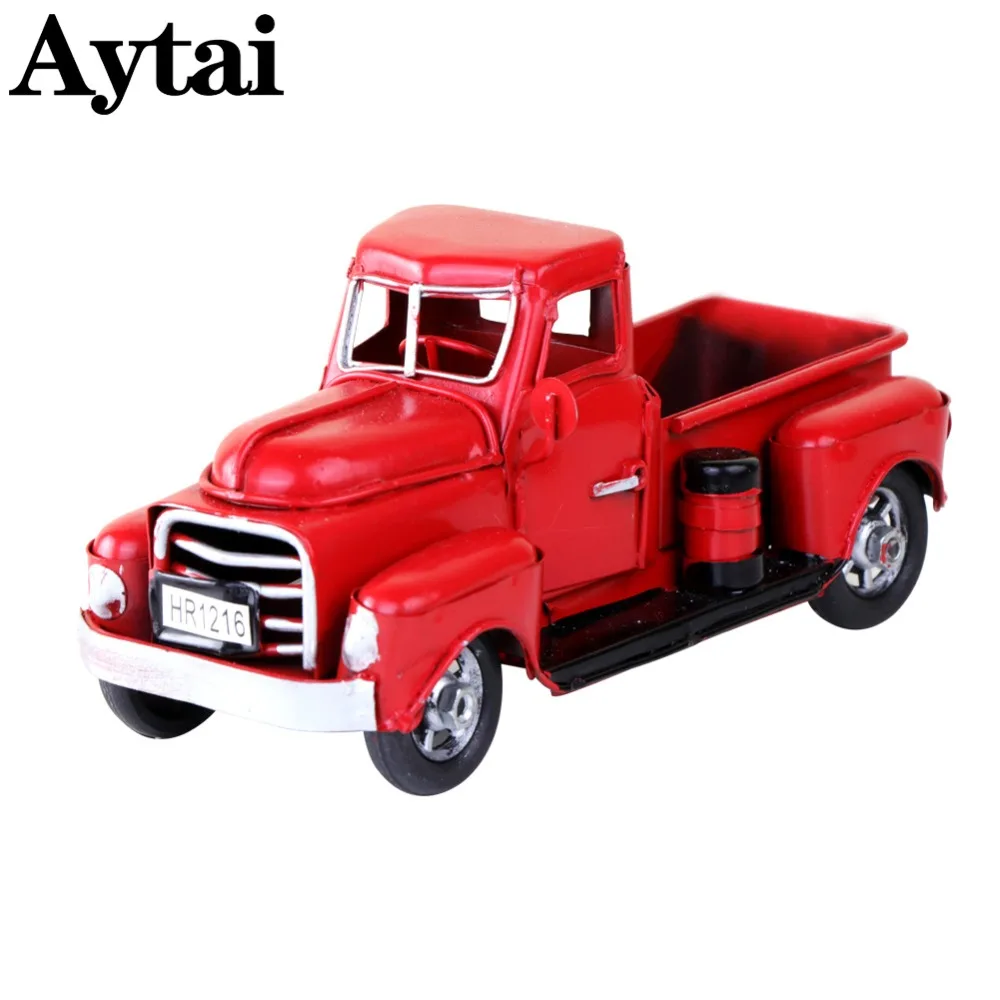 Beste Aytai Kerst Rode Metalen Vrachtwagen Vintage Truck Kerst Tafel Decor Handgemaakte Kid Verjaardagscadeau Tafel Top Decor Voor Thuis