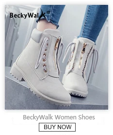 BeckyWalk/обувь; женские зимние ботинки; женские зимние ботильоны; женская теплая плюшевая стелька на шнуровке; Botas Mujer; большие размеры 35-44; WSH2461