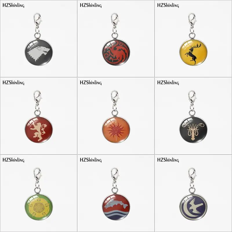 

2019 Final Game of Thrones Stainless Steel Round Glass Pendants Charms Family Logo Stark Handmade Crafts Jewelry
