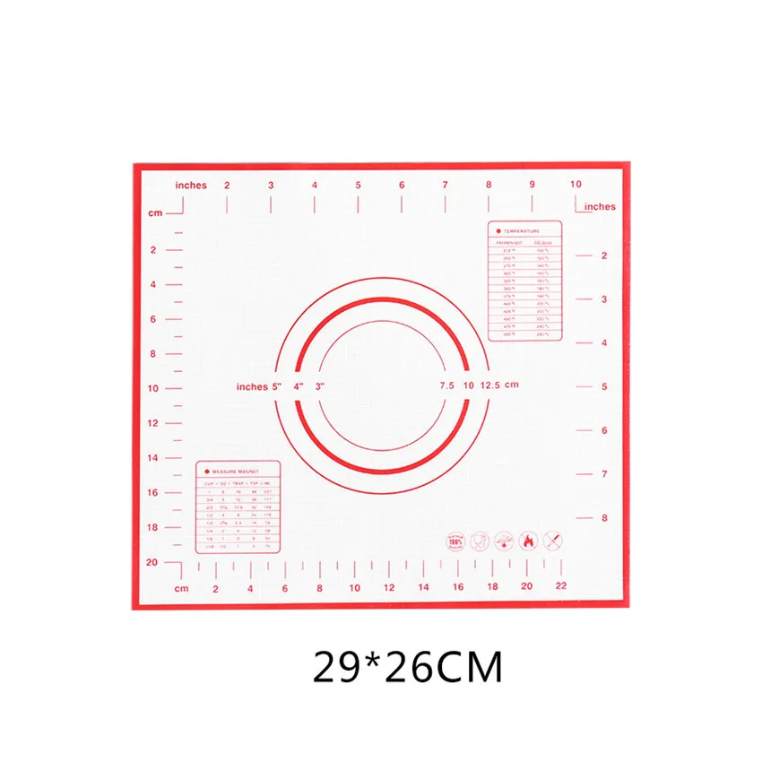 Антипригарный силиконовый коврик для выпечки многоразовый коврик для выпечки шкала прокатки теста коврик для замеса приготовления выпечки Кондитерские инструменты для кухни 1 шт - Цвет: 29x26cm