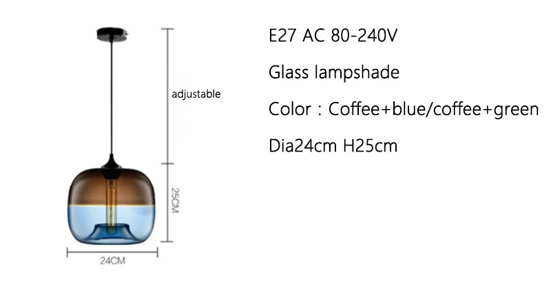 Арт-деко, лофт, скандинавские цветные подвесные светильники из стекла, светильники E27 светодиодный подвесной светильник для кухни, ресторана, гостиной, спальни
