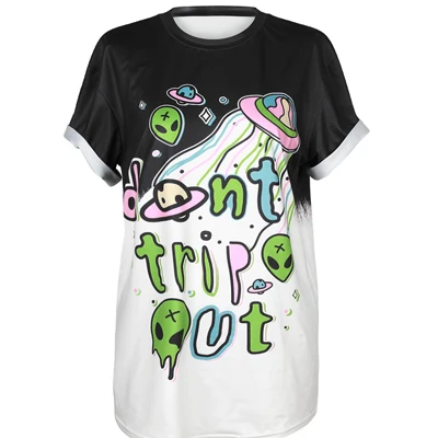 Дизайн 3D инопланетянин печати хип хоп футболка с коротким рукавом Длинные размера плюс свободные повседневные летние женские рубашки Mujer Blusa - Цвет: 010