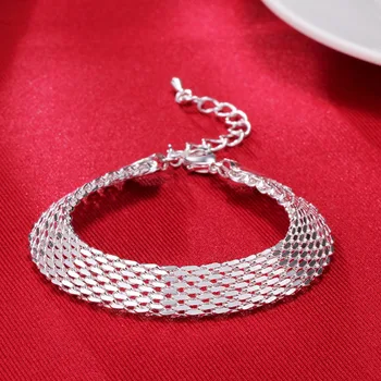 

Silver 925 Bracelets Women Fashion Jewelry Link Chain Sterling Silver Bangle Bracelet Femme Pulseira Best Friends Gifts