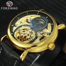 FORSINING Top Brand Luxury Auto Mechanical Watch Men Sun Moon Display Golden Skeleton Dial Royal Fashion Leather Wristwatches FORSINING Top Brand Luxury Auto Mechanical Watch Men Sun Moon Display Golden Skeleton Dial Royal Fashion Leather Wristwatches