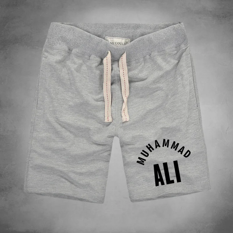 Летние мужские шорты для бодибилдинга MUHAMMAD ALI, новые повседневные шорты в стиле хип-хоп, хлопковые шорты в стиле рок, винтажные брендовые шорты высокого качества
