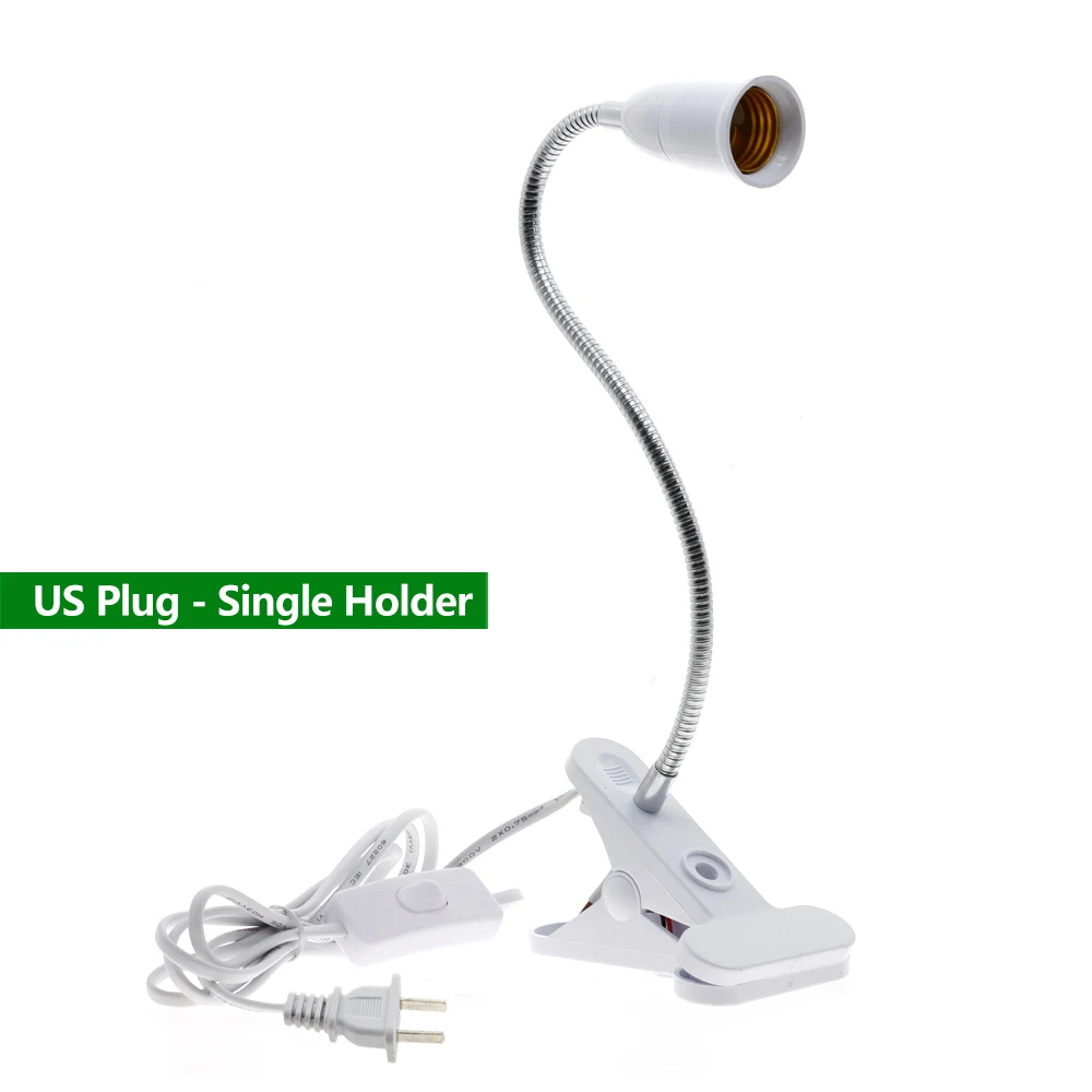  360 Degrees Flexible Lamp Holder Clip E27 Base With On Off Switch EU Plug For Desk Lamp LED Grow Li