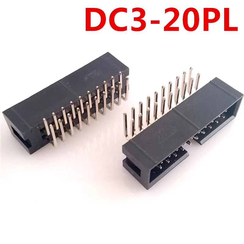 10pcs 20Pin DC3 Simple horns Right Angle pin 2.54mm JTAG socket copper