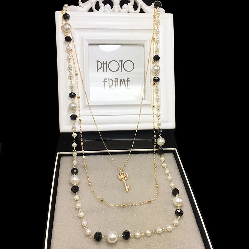 N17 цветной шейный ключ от известного бренда Collier Femme ювелирный свитер с жемчугом