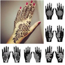 2 шт./компл. профессиональная хна Трафаретный временный ручной татуировки, боди-арт Стикеры шаблон инструменты для свадьбы Индии цветок трафарет для нанесения татуировки