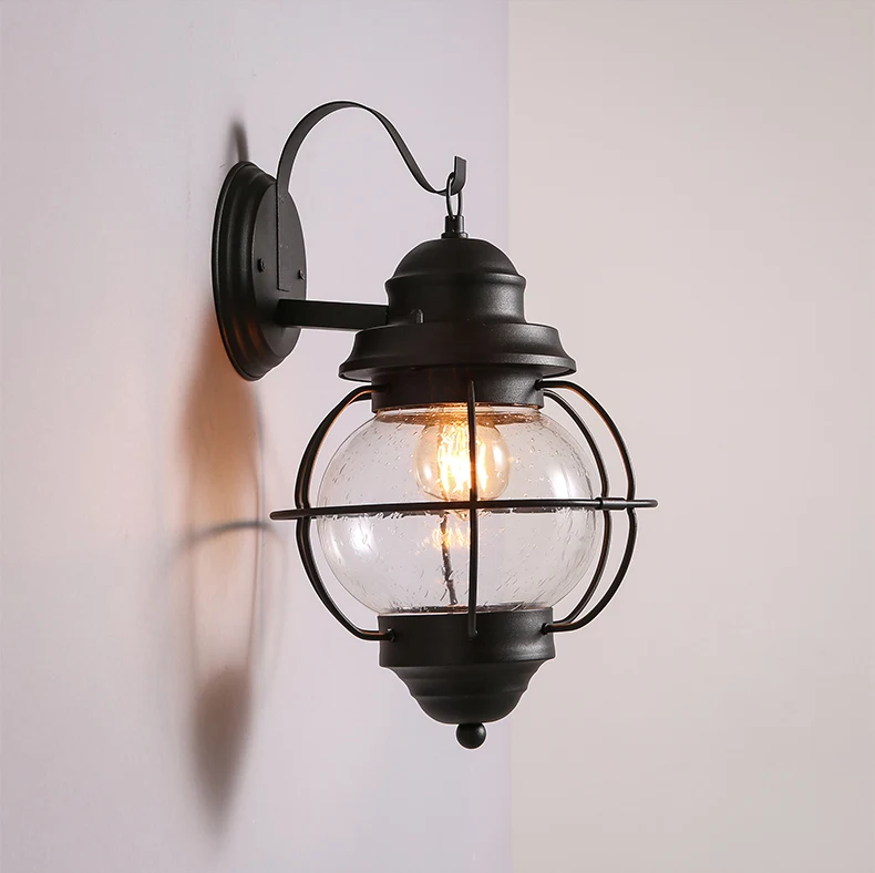 

Loft Industrial Wrought Iron Wall Light Transparent Glass Wall Lights Art Museum Concept Decoration Wall Lighting