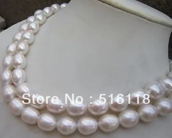 

free shipping 35"inch 11-14mm NATURAL WHITE SOUTH SEA BAROQUE PEARL NECKLACE 14K gold clasp
