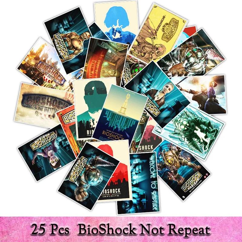 

25PCS Bioshock Game Stickers Waterproof Vinyl Poster Sticker Cars Trucks Vans Walls Laptop Decal Luggage Wall Toy Stickers