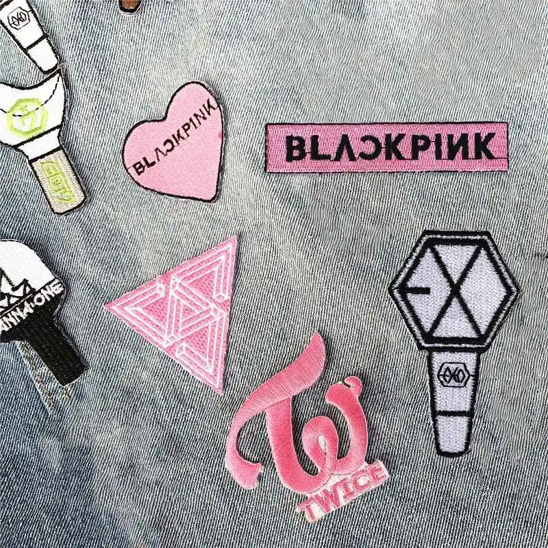 

BTS TWICE Magic Embroidery Universal Sticker Patches Badge For Shirt Shoes Light Stick DIY