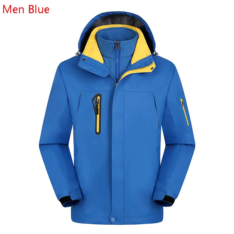 RAY GRACE зимние 3 в 1 внутренняя флисовая уличная Женская куртка теплая водонепроницаемая ветрозащитная Мужская Спортивная Треккинговая походная куртка - Цвет: Men Blue