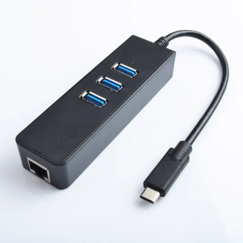 

USB-C Type-C to 3 Ports USB 3.0 HUB + RJ45 Gigabit Network Port Adapter High Speed USB Extender Converter for Macbook Chromebook