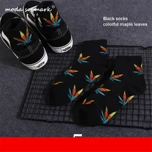 Moda Socmark мужские носки Новые кленовый лист длинные носки из хлопка Скейтборд конопли листья носки тренд корейский улица Harajuku спортивные носки