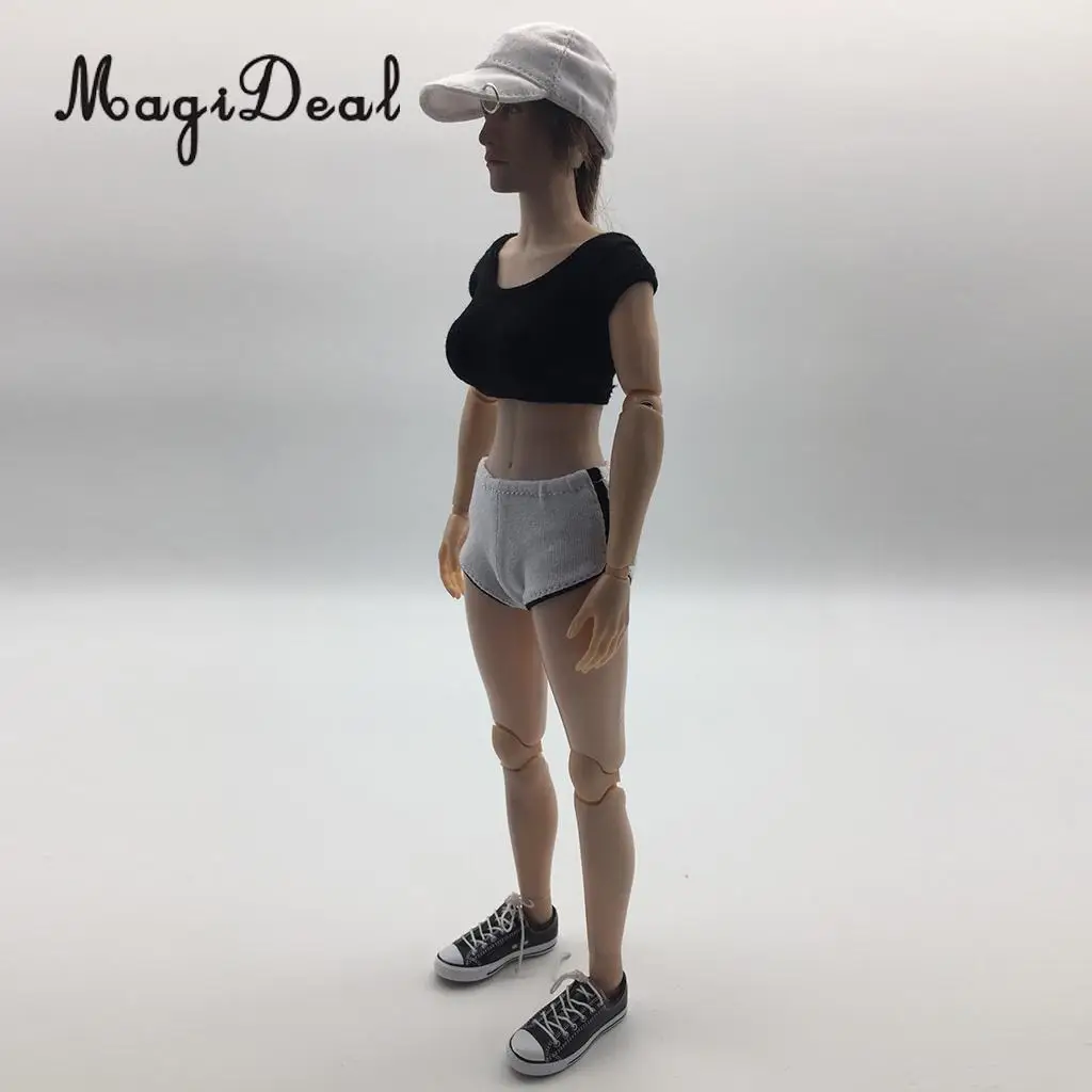 MagiDeal 1/6 Scale Female Women Sport Pants Suit Shirt for 12 Inch Action Figures Collectible Doll Toy DIY Accessories