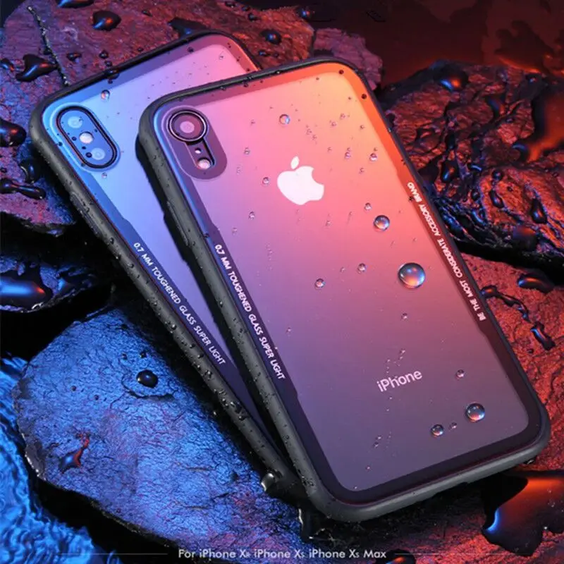 

Tempered Glass Phone Case For iPhone 7 8 XR XS Cases Glass Cover For iPhone X XS Max XR 6 6s Plus 0.7MM Protective Case Funda