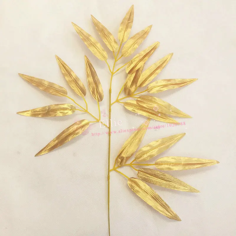 20 шт. золотые искусственные листья бамбука Искусственные Шелковые растения поддельные деревья цветок ветви декоративный материал домашний декор zl50