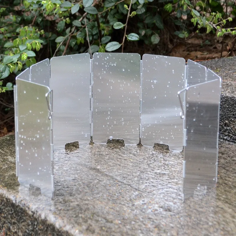 9 пластин алюминиевый сплав складная печь ветровое стекло Ветрозащита для газовой плиты ветрозащитная экран для наружного кемпинга оборудование w/Сумка