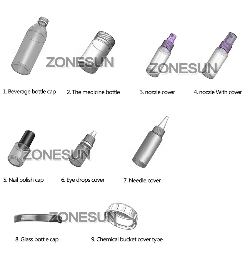 ZONESUN Подгонянный патрон Е жидкая бутылка духов укупорочная головка для ручной автомат для навинчивания крышек станок для закупоривания бутылочных крышек