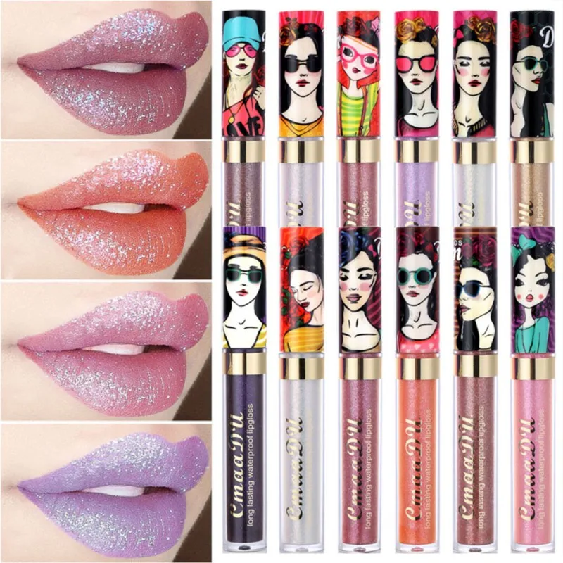 

Makeup Sexy Glitter Liquid Lipstick Diamond Waterproof Gloss Long-lasting Nude Lipgloss Metallic Gold Shimmer Lip Glosses