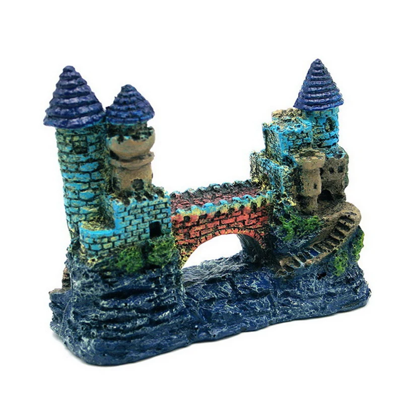 Beautiful Aquarium Decoration Ornament Ancient Castle Resin Background For Fish Tank Aquarium Accessories Live Fish Hide House9
