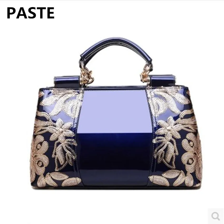 

PASTE Bag 2017 New Fashion Handbag Female Patent Leather Middle-aged Female Bag Mother Bag Casual Shoulder Messenger Bag