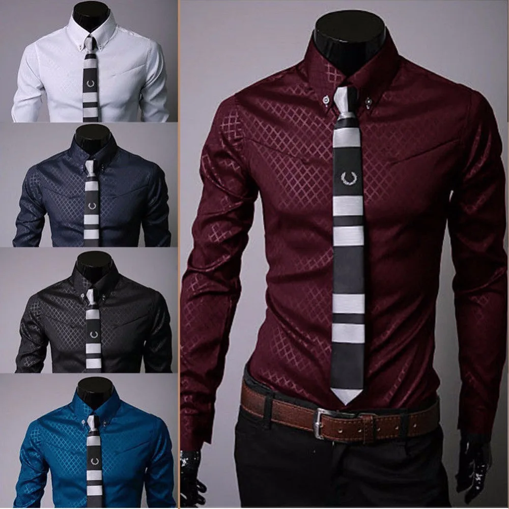 men shirts fashion 2016 Luxury Casual Shirts Slim Fit Dress Shirts Long Sleeve Button Tops