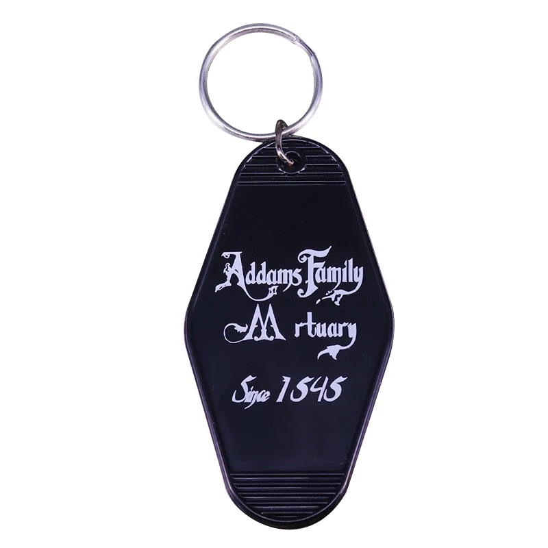 

Addams Family inspired keychain cool black hotel key tag movie fans collection