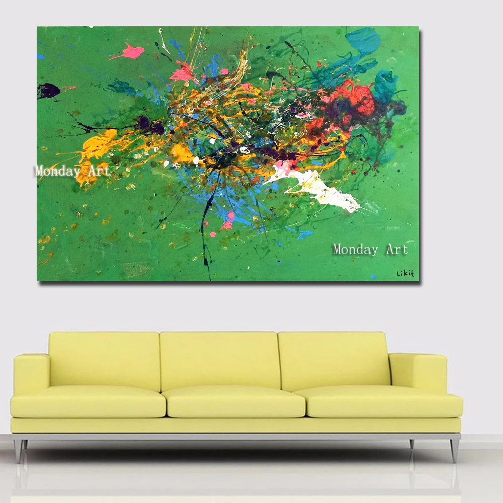v HD Print Abstract Art Modern Canvas Painting Printed on Canvas Abstract Green Painting Wall Picture Prints Poster