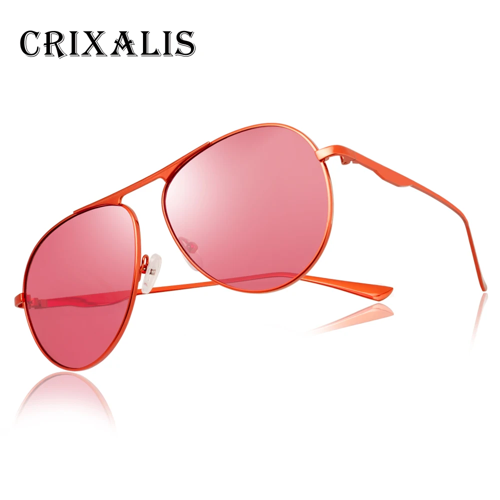 

Crixalis Brand Design Pilot Sunglasses Women Fashion Sun glasses For Men Alloy Frame Red shades Female zonnebril vrouwen UV400