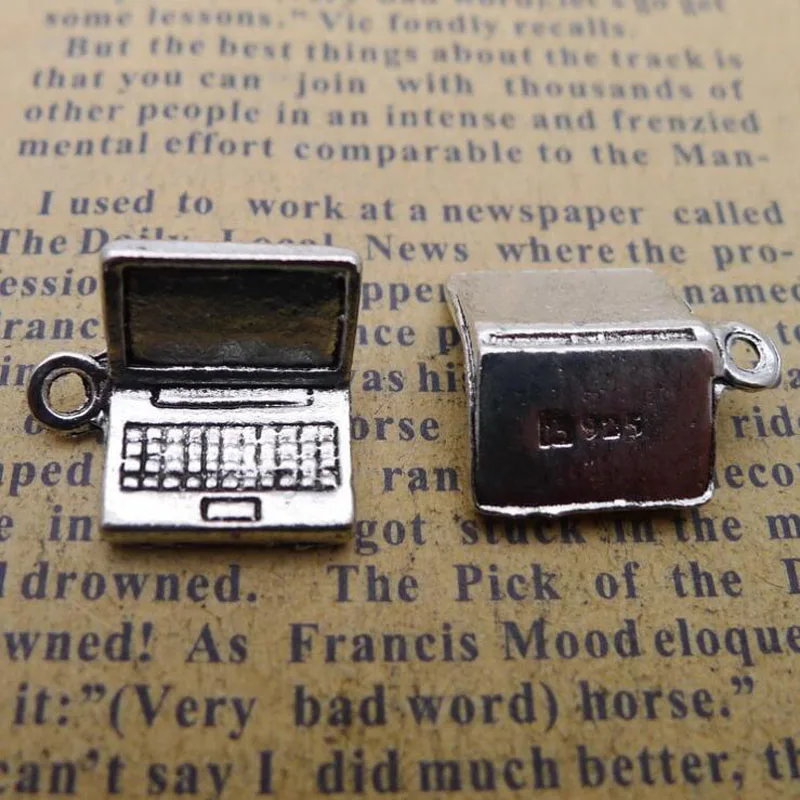 25pcs/lot 15x17mm Antique Silver Laptop Charm For DIY Bracelets Jewelry Making Handmade Craft |