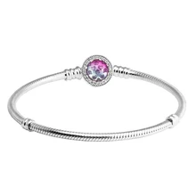 Сияющее сердце застежка браслеты с цветной CZ Аутентичные стерлингового серебра 925-ювелирные изделия