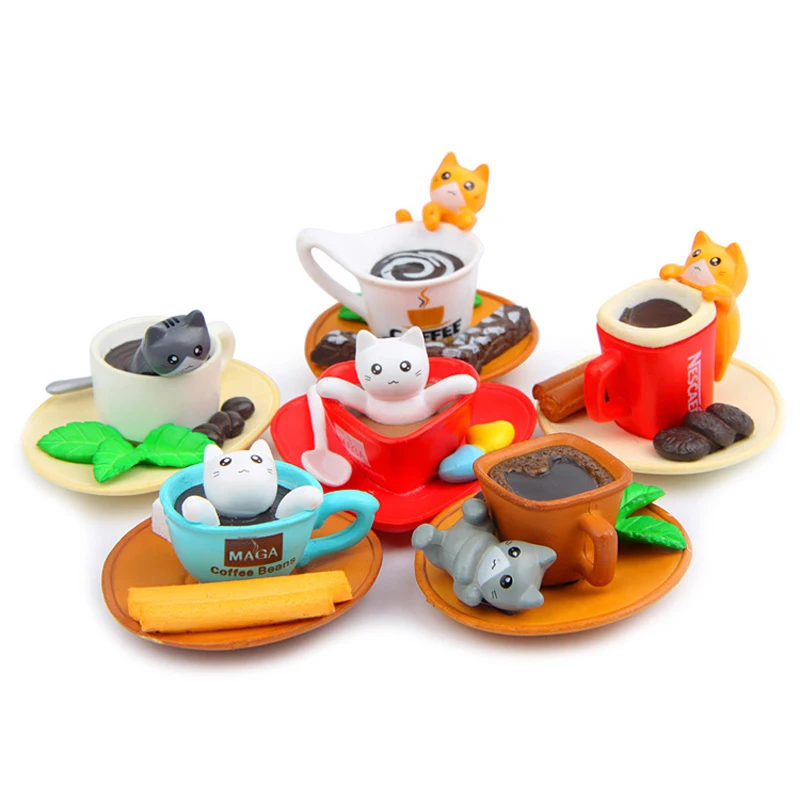 

6 Pcs/Set Cute Snack Gourmets Cheese Cat Anime Sets Action Figure PVC Model DIY Toys For Children Kids Girls Gifts Toys Figurine