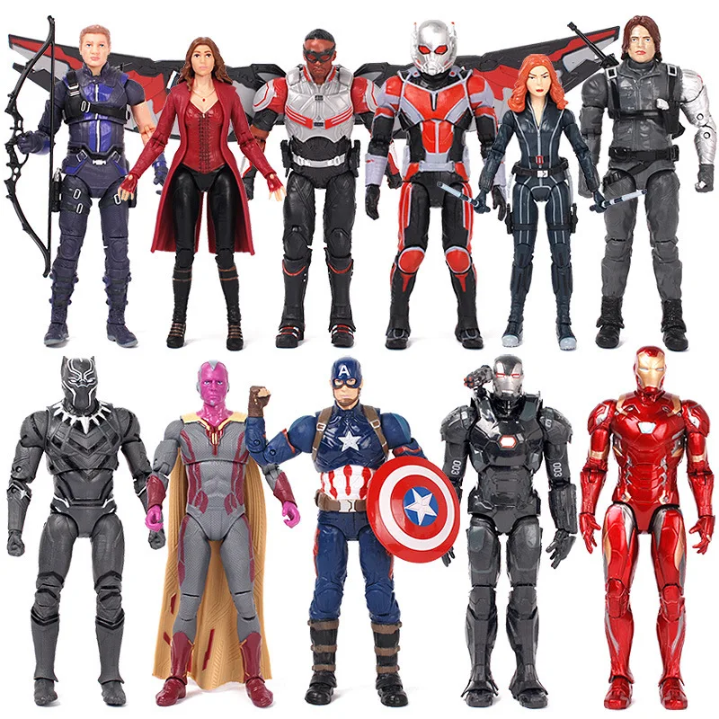 

Marvel Avengers Captain 3 Full Set Anime Super Hero Captain America Ironman Spiderman Hulk Thor Superhero PVC Action Figure 18CM