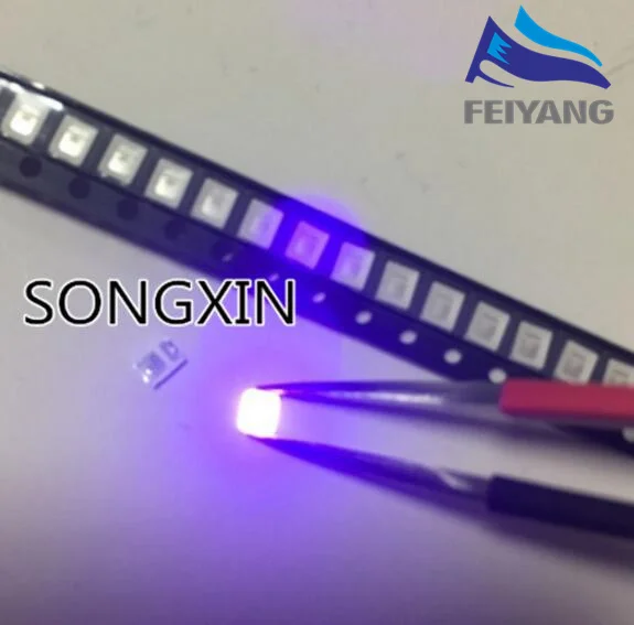 100 ПК-диоды 2835 3528 SMD УФ светодиодный Фиолетовый-бисерина 395-410nm ультрафиолетовый светильник-излучающие диоды для подавления переходных скачков напряжения Ультрафиолетовый SMT СВЕТОДИОДНЫЙ шарик лампы